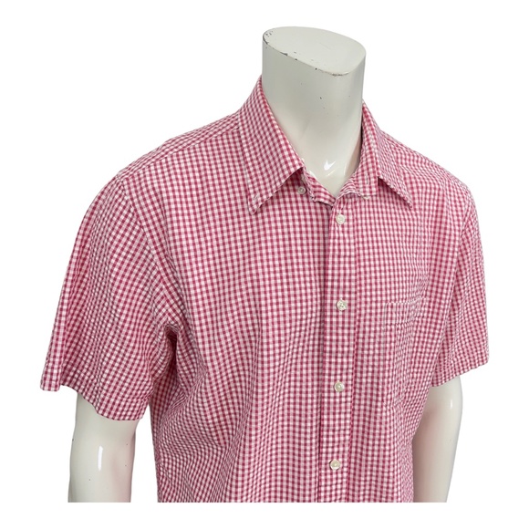 Brooks Brothers Regent Short Sleeve Green Gingham Check Seersucker Shirt Mens XL - Picture 4 of 9